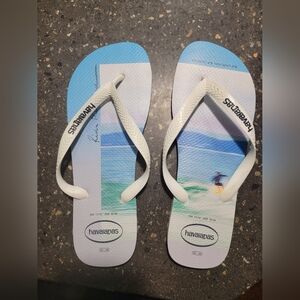 Havaianas Men's Surf Scene Flip Flops - Blue and White